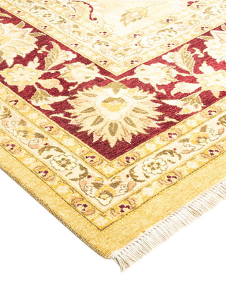 Traditional Mogul Yellow Wool Area Rug 9' 2" x 12' 5" - Solo Rugs