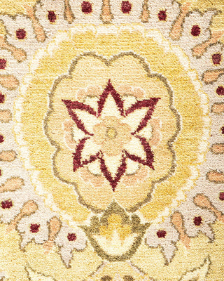 Traditional Mogul Yellow Wool Area Rug 9' 2" x 12' 5" - Solo Rugs