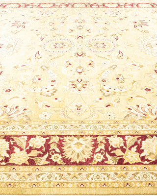 Traditional Mogul Yellow Wool Area Rug 9' 2" x 12' 5" - Solo Rugs