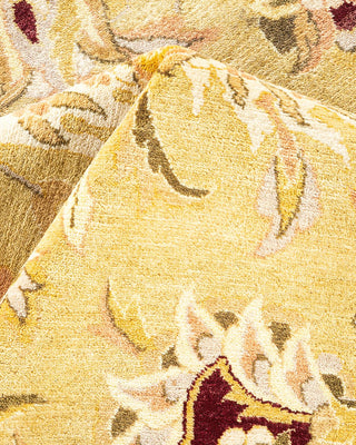 Traditional Mogul Yellow Wool Area Rug 9' 2" x 12' 5" - Solo Rugs