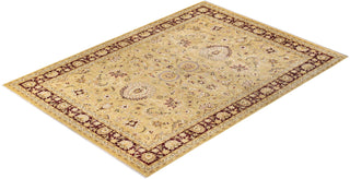 Traditional Mogul Yellow Wool Area Rug 9' 2" x 12' 5" - Solo Rugs