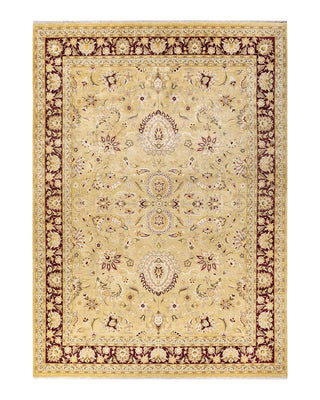 Traditional Mogul Yellow Wool Area Rug 9' 2" x 12' 5" - Solo Rugs