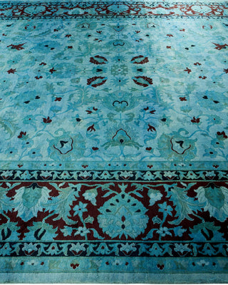 Contemporary Fine Vibrance Light Blue Wool Area Rug 9' 3" x 12' 5" - Solo Rugs