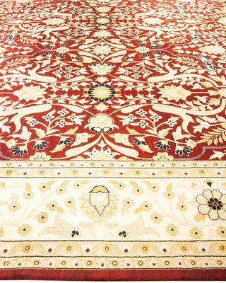 Traditional Mogul Red Wool Area Rug 9' 3" x 12' 2" - Solo Rugs