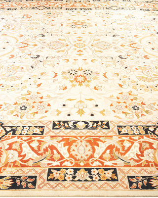 Traditional Mogul Ivory Wool Area Rug 9' 0" x 12' 5" - Solo Rugs