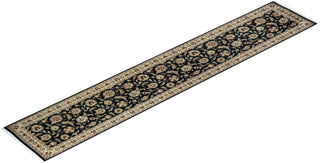 Traditional Mogul Black Wool Runner 2' 7" x 12' 6" - Solo Rugs