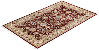 Traditional Mogul Red Wool Area Rug 3' 1" x 5' 1" - Solo Rugs