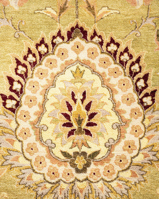 Traditional Mogul Green Wool Area Rug 9' 2" x 12' 5" - Solo Rugs