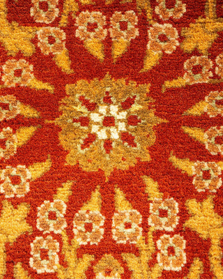 Traditional Mogul Orange Wool Area Rug 5' 1" x 5' 1" - Solo Rugs
