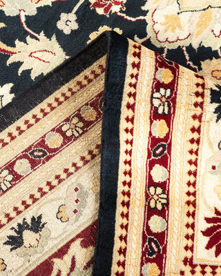 Traditional Mogul Black Wool Area Rug 8' 0" x 10' 5" - Solo Rugs