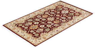 Traditional Mogul Orange Wool Area Rug 3' 1" x 5' 3" - Solo Rugs