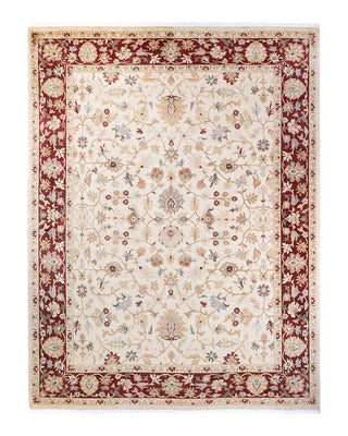 Traditional Mogul Ivory Wool Area Rug 9' 4" x 12' 1" - Solo Rugs