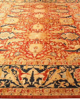 Traditional Mogul Orange Wool Area Rug 10' 1" x 13' 10" - Solo Rugs