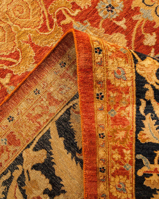 Traditional Mogul Orange Wool Area Rug 10' 1" x 13' 10" - Solo Rugs