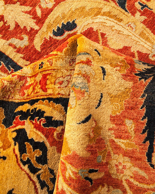 Traditional Mogul Orange Wool Area Rug 10' 1" x 13' 10" - Solo Rugs
