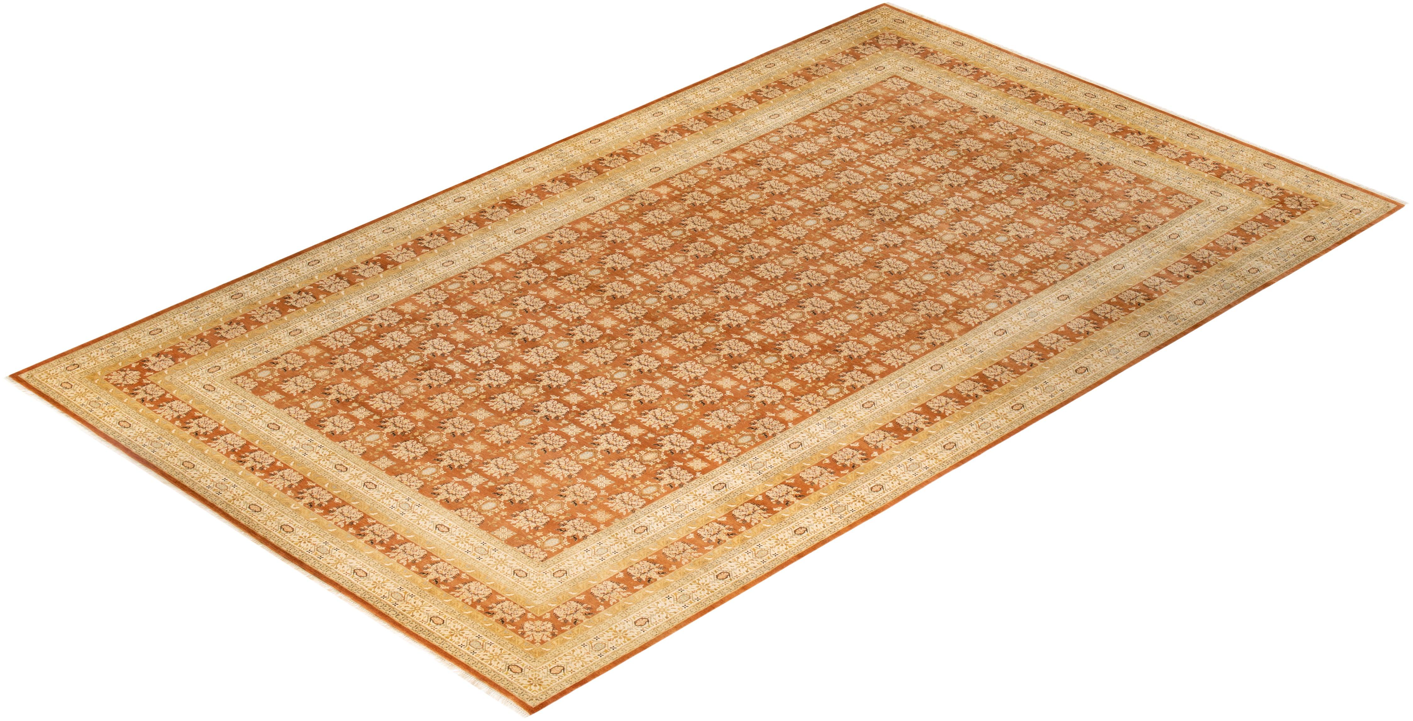 Traditional Mogul Brown Wool Runner 9' 3" x 16' 0" - Solo Rugs