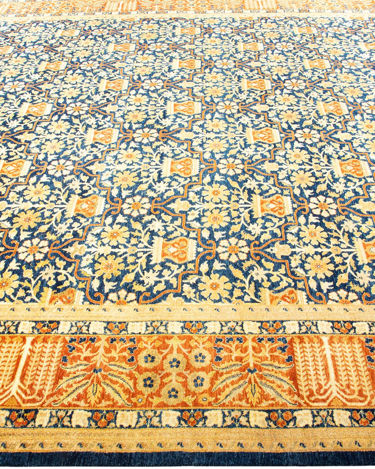 Traditional Mogul Blue Wool Area Rug 8' 2" x 10' 10" - Solo Rugs