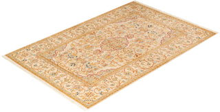 Traditional Mogul Ivory Wool Area Rug 4' 1" x 6' 2" - Solo Rugs