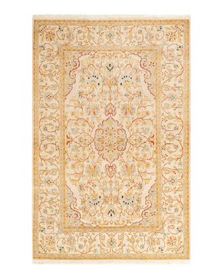 Traditional Mogul Ivory Wool Area Rug 4' 1" x 6' 2" - Solo Rugs