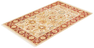 Traditional Mogul Ivory Wool Area Rug 3' 2" x 5' 2" - Solo Rugs