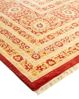 Traditional Mogul Orange Wool Area Rug 9' 3" x 12' 2" - Solo Rugs