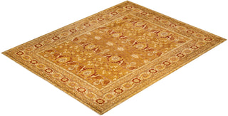 Contemporary Eclectic Yellow Wool Area Rug 9' 4" x 12' 1" - Solo Rugs