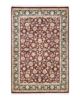 Traditional Mogul Orange Wool Area Rug 4' 2" x 6' 3" - Solo Rugs