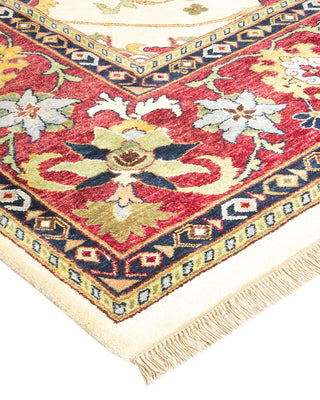 Traditional Mogul Ivory Wool Area Rug 9' 0" x 12' 5" - Solo Rugs