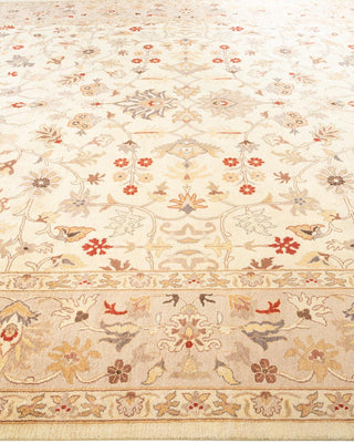 Traditional Mogul Ivory Wool Area Rug 9' 3" x 12' 3" - Solo Rugs