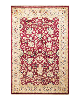 Traditional Mogul Red Wool Area Rug 4' 1" x 6' 1" - Solo Rugs
