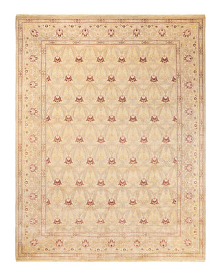 Contemporary Eclectic Ivory Wool Area Rug 9' 2" x 11' 9" - Solo Rugs