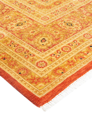 Traditional Mogul Orange Wool Area Rug 6' 2" x 9' 2" - Solo Rugs