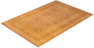 Traditional Mogul Orange Wool Area Rug 6' 2" x 9' 2" - Solo Rugs