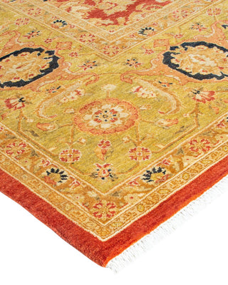 Traditional Mogul Orange Wool Area Rug 6' 3" x 9' 3" - Solo Rugs