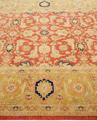 Traditional Mogul Orange Wool Area Rug 6' 3" x 9' 3" - Solo Rugs