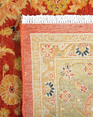Traditional Mogul Orange Wool Area Rug 6' 3" x 9' 3" - Solo Rugs