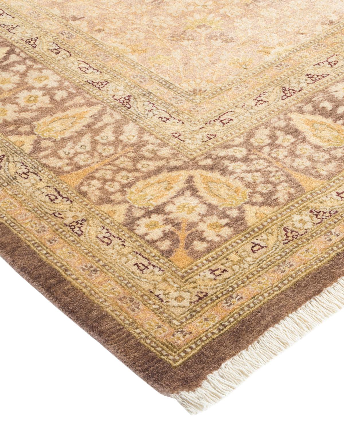 Traditional Mogul Brown Wool Area Rug 6' 2" x 9' 1" - Solo Rugs