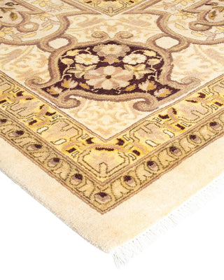 Contemporary Eclectic Ivory Wool Area Rug 11' 10" x 17' 10" - Solo Rugs