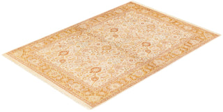 Traditional Mogul Ivory Wool Area Rug 4' 2" x 5' 10" - Solo Rugs