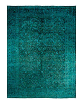 Contemporary Fine Vibrance Green Wool Area Rug 10' 2" x 13' 6" - Solo Rugs