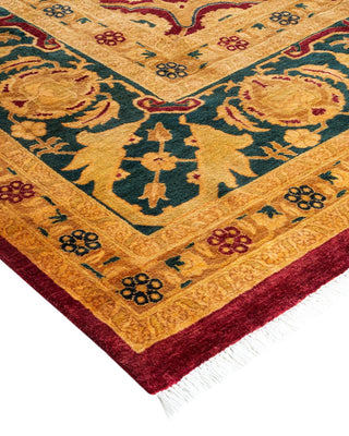 Traditional Mogul Red Wool Area Rug 9' 1" x 12' 1" - Solo Rugs