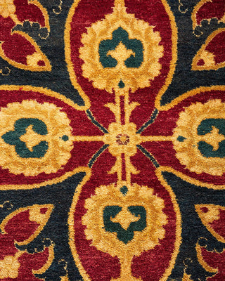 Traditional Mogul Red Wool Area Rug 9' 1" x 12' 1" - Solo Rugs
