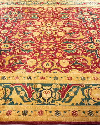 Traditional Mogul Red Wool Area Rug 9' 1" x 12' 1" - Solo Rugs