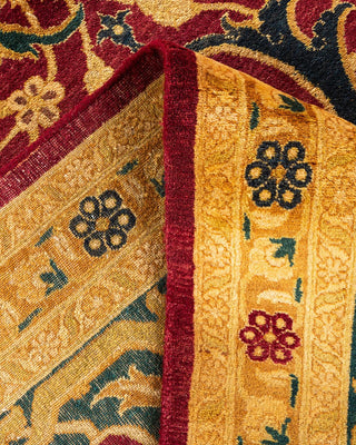 Traditional Mogul Red Wool Area Rug 9' 1" x 12' 1" - Solo Rugs
