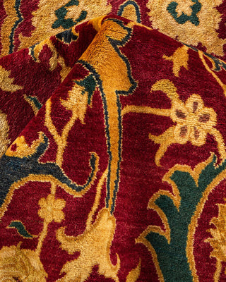 Traditional Mogul Red Wool Area Rug 9' 1" x 12' 1" - Solo Rugs