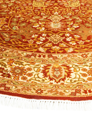 Traditional Mogul Orange Wool Round Area Rug 5' 1" x 5' 1" - Solo Rugs