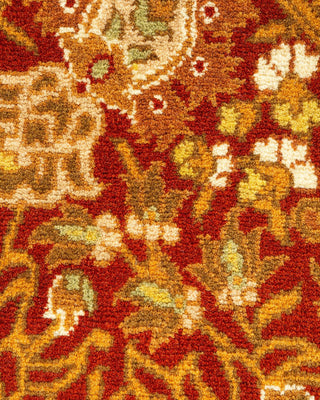 Traditional Mogul Orange Wool Round Area Rug 5' 1" x 5' 1" - Solo Rugs