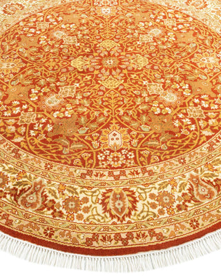Traditional Mogul Orange Wool Round Area Rug 5' 1" x 5' 1" - Solo Rugs