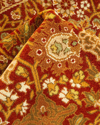 Traditional Mogul Orange Wool Round Area Rug 5' 1" x 5' 1" - Solo Rugs