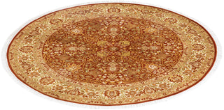Traditional Mogul Orange Wool Round Area Rug 5' 1" x 5' 1" - Solo Rugs